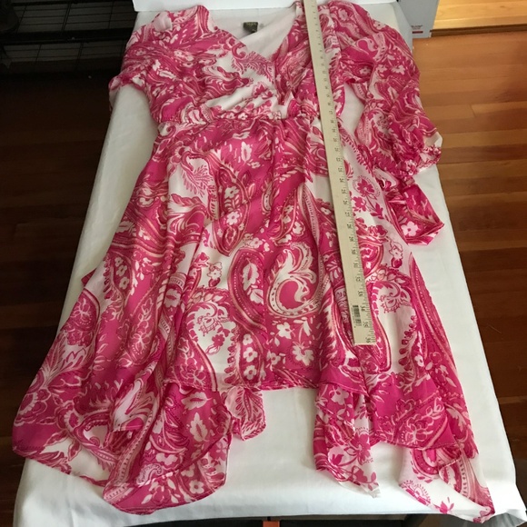 TAYLOR Floral Paisley Pink Midi Dress V Neck Faux Wrap Women’s Plus Size 16W - Picture 10 of 16